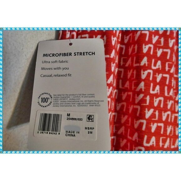 JOCKEY Women's LA Micro Fiber Stretch Ultra Soft Pajama Pants Red/White Size M - Picture 7 of 8